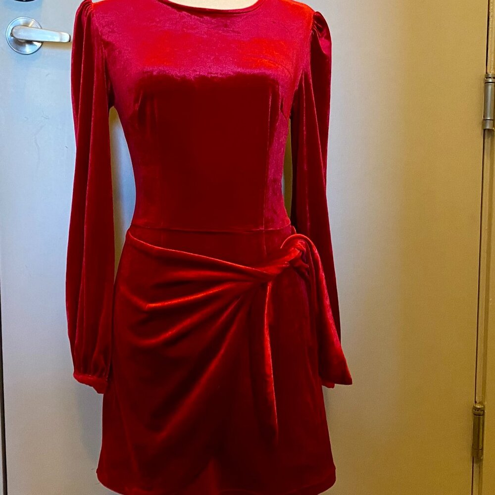 Yumi Kim Red Velvet Dress with Wrap Skirt Size XS
